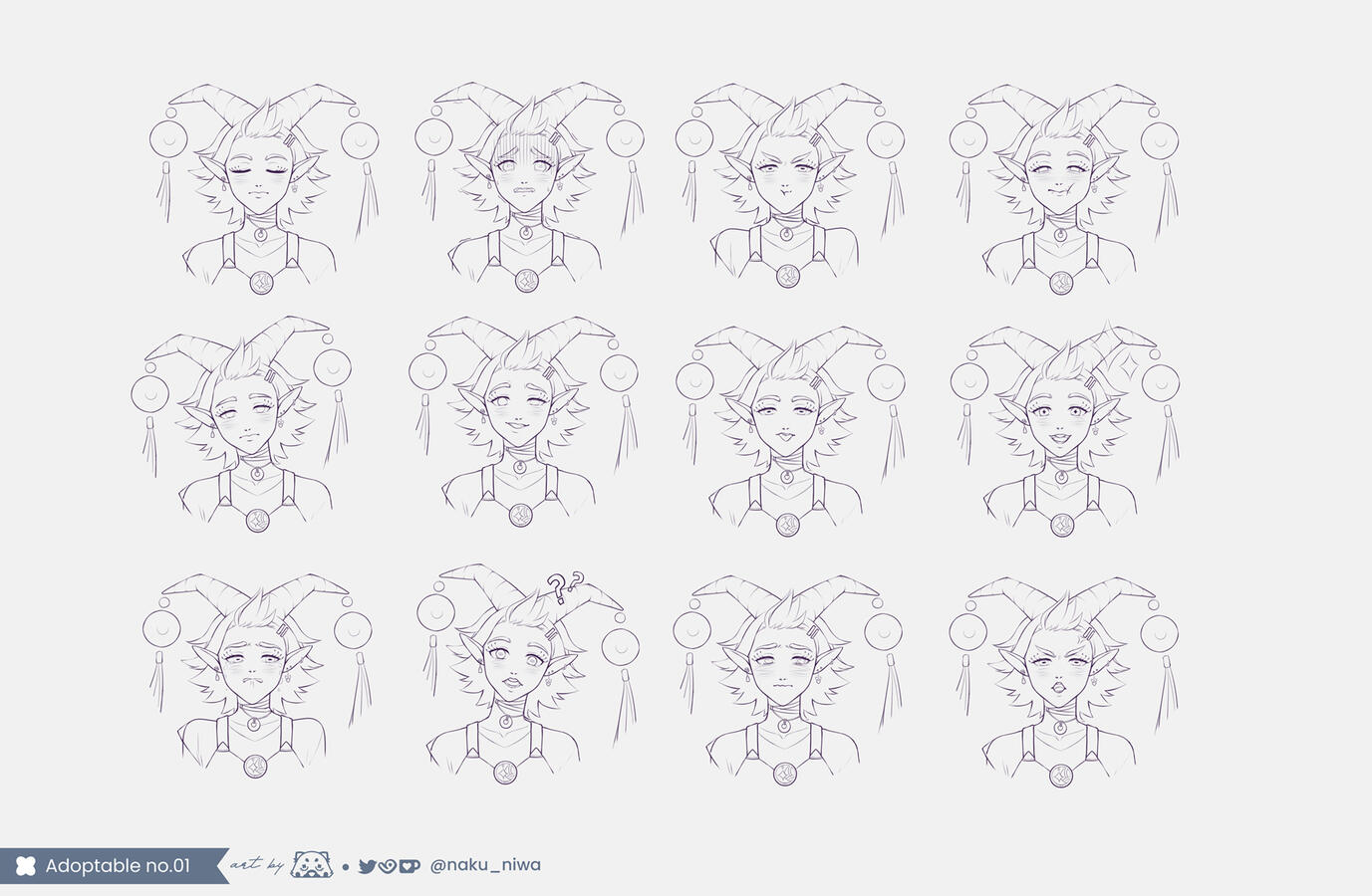 Cute goat Adoptable - Expression sheet